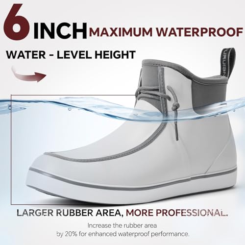 Furuian Men's Waterproof Deck Boots - Durable Rubber, Comfortable for Fishing and Gardening, Suitable for Daily Wear and